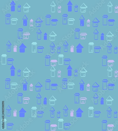 seamless pattern of houses     deep color version