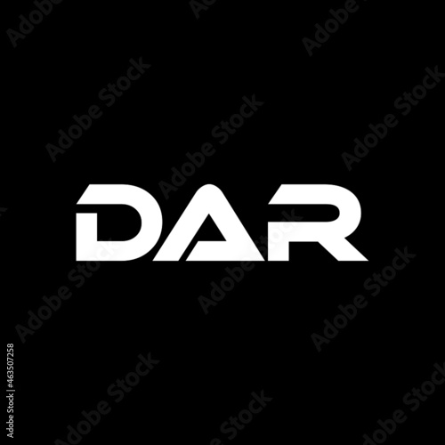 DAR letter logo design with black background in illustrator, vector logo modern alphabet font overlap style. calligraphy designs for logo, Poster, Invitation, etc.