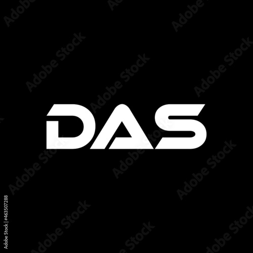 DAS letter logo design with black background in illustrator, vector logo modern alphabet font overlap style. calligraphy designs for logo, Poster, Invitation, etc.