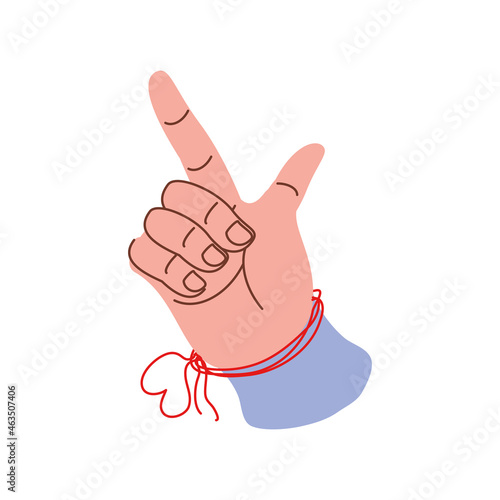 hand with red thread of fate