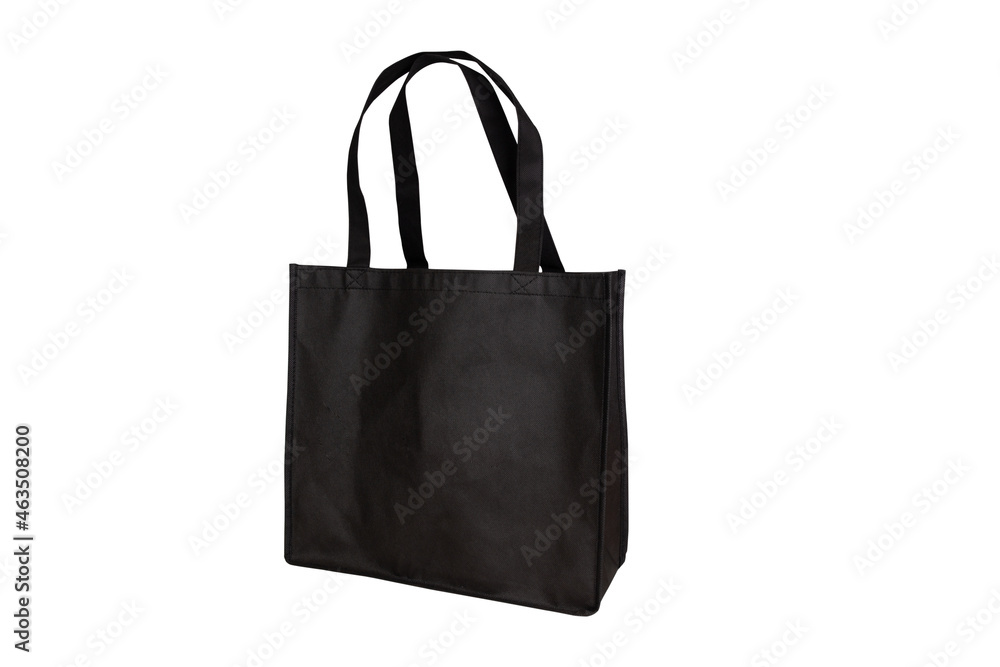 Mockup black tote bag fabric for shopping, mock up canvas bag textile with reusable isolated on white background. Mockup black tote bag fabric for shopping, mock up canvas bag textile with reusable isolated on white background.