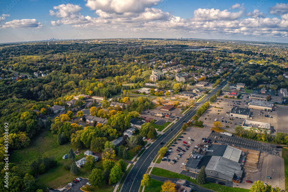 Aerial View of the Twin Cities Suburb of Inner Grove Heights, Minnesota