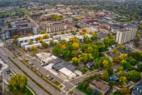 Aerial View of the Twin Cities Suburb of Hopkins, Minnesota