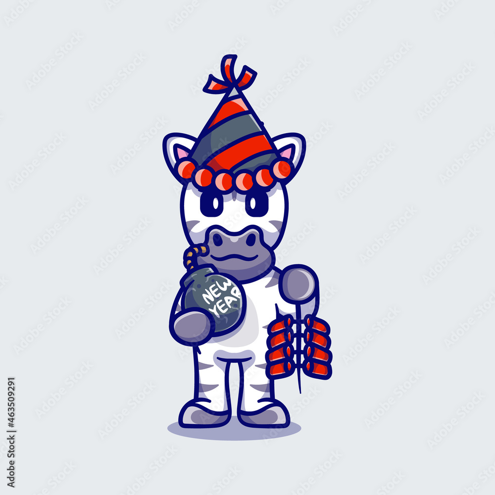 cute zebra celebrates new year with firecrackers and bomb cute zebra celebrates new year with firecrackers and bomb