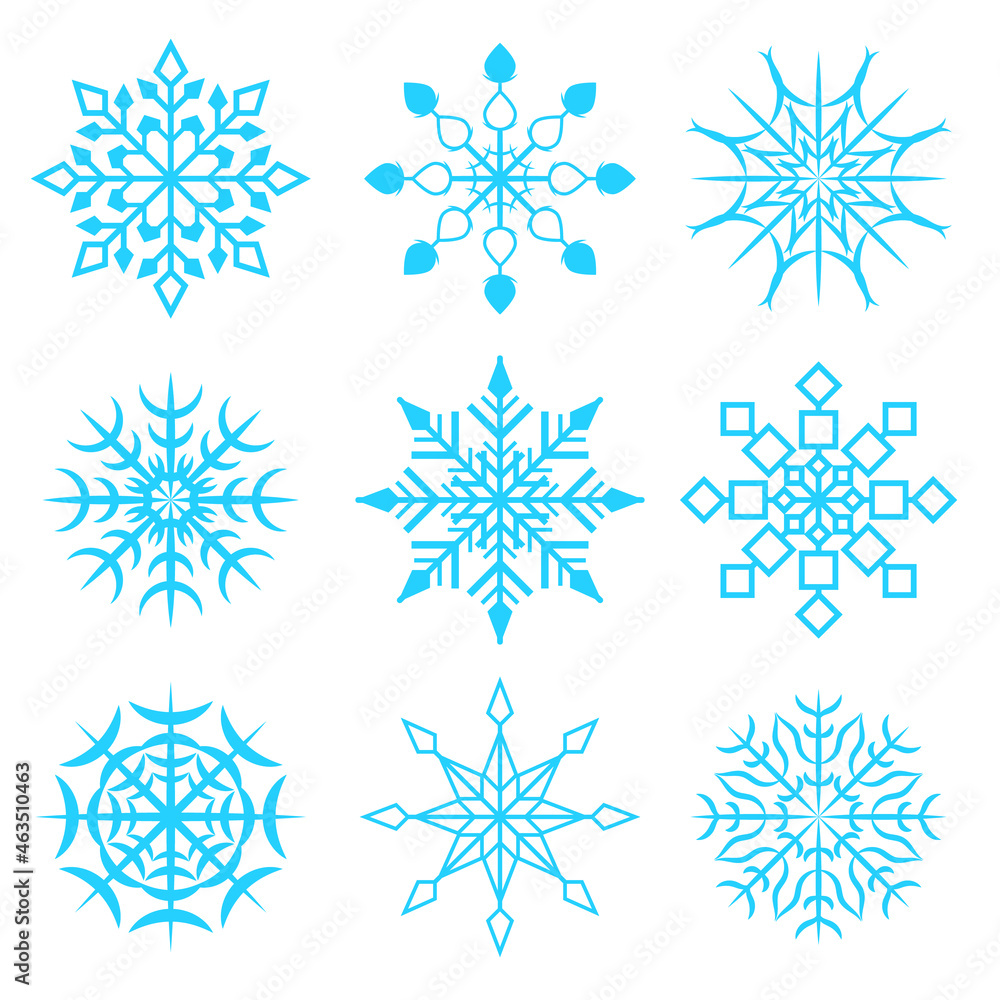 Snowflake icons collections. Can be used for web design elements for website or presentation. Various winter snowflakes vector set isolated on white background. Snowflake icons collections. Can be used for web design elements for website or presentation. Various winter snowflakes vector set isolated on white background.