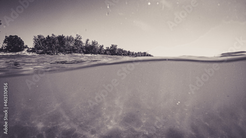 Black and White water at the beach photo