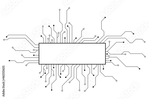 Vector circuit board pattern on a white screen for background technology