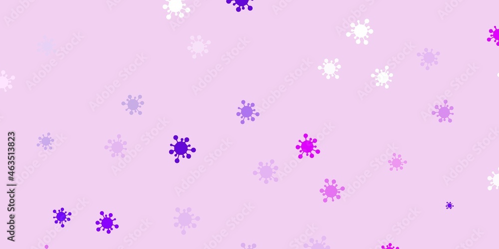 Light purple, pink vector backdrop with virus symbols. Light purple, pink vector backdrop with virus symbols.