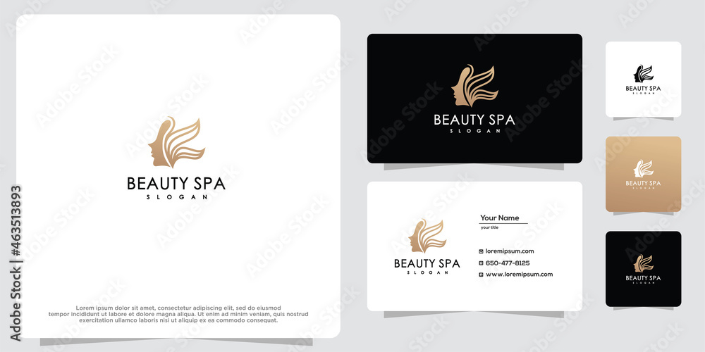 Woman logo with stationery business card