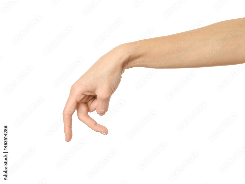 Walking hand. Woman hand gesturing isolated on white Walking hand. Woman hand gesturing isolated on white