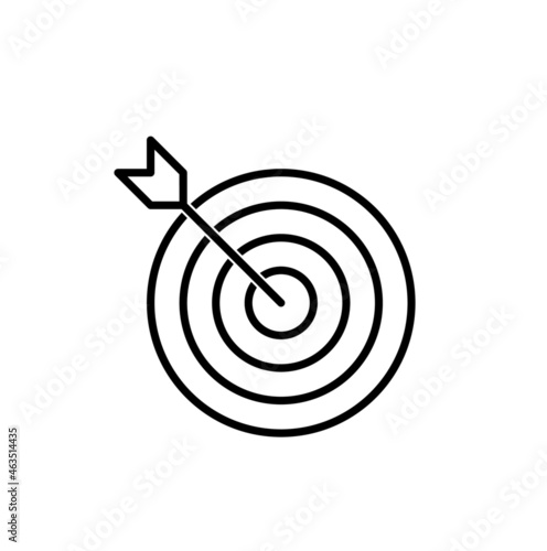 target with arrow.thin line target icon. outline advantage icon. successful shot in the darts target