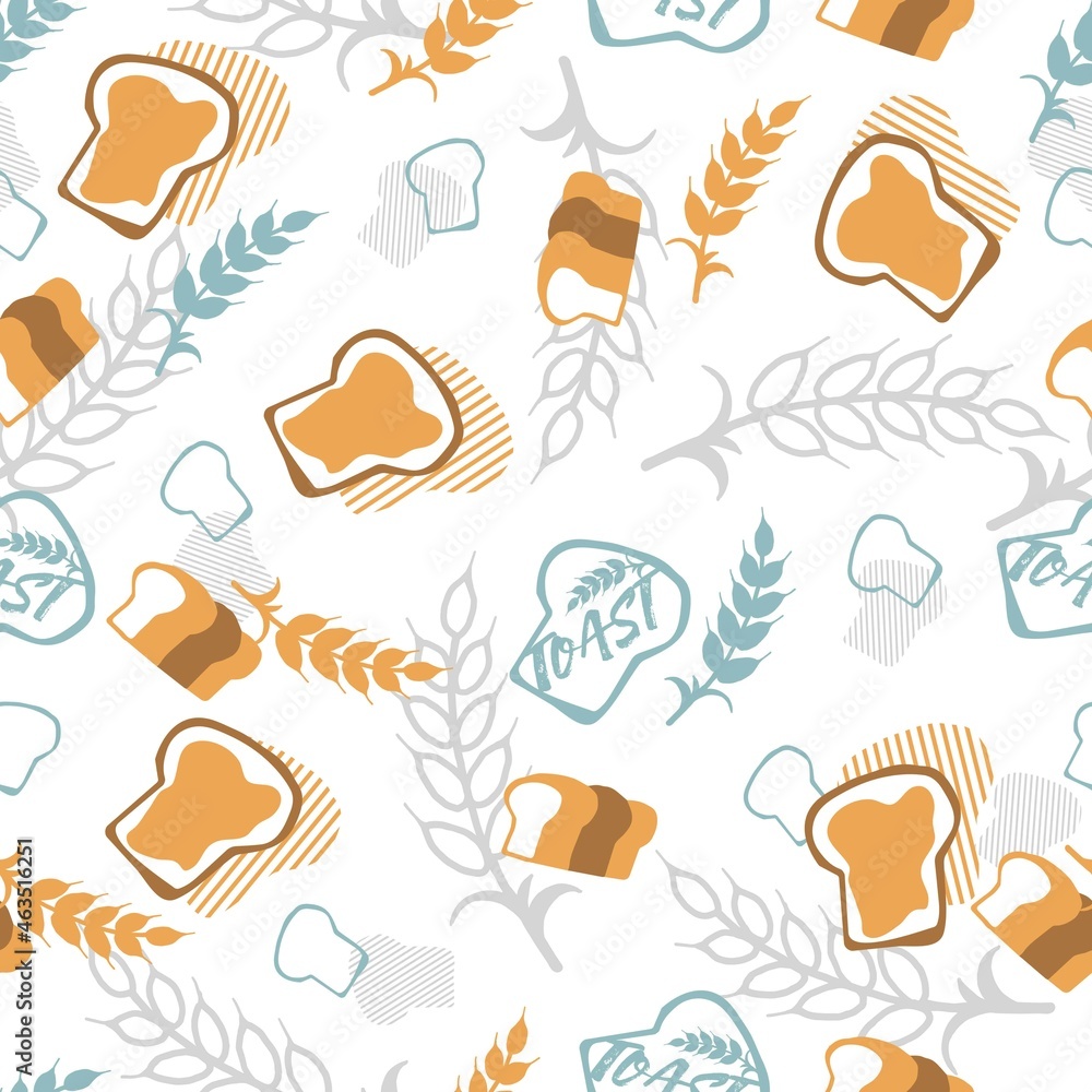 Organic Homemade Toasted Bread Vector Graphic Art Seamless Pattern
