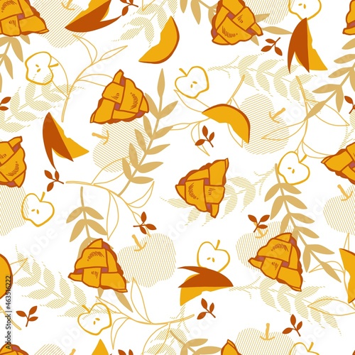 Delicious Homemade Apple Pie Slices Vector Graphic Art Seamless Pattern
