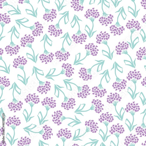 Abstract Seamless Pattern with Violet Floral Plant Vector Graphic Illustration