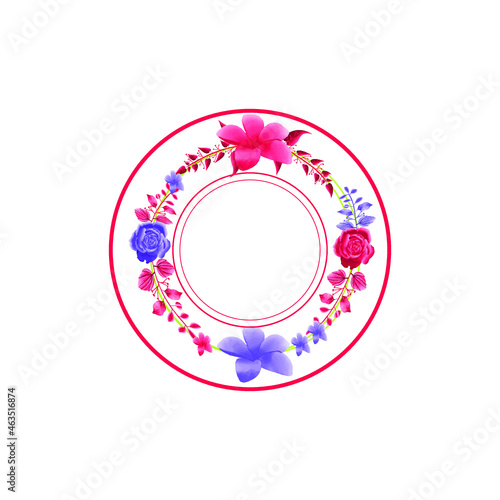 Watercolor flower frame Rose Eucalyptus. floral frame with copy space for text or letter - emblem for fashion, beauty and jeweler industry 