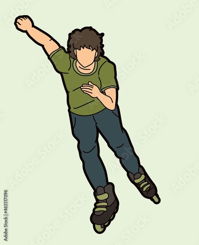 Roller blade Roller Skate Player Extreme Sport Cartoon Graphic Vector
