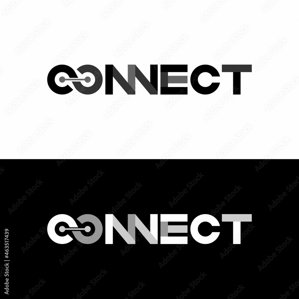 Simple and unique Letter or word CONNECT sans serif font in merging or ...