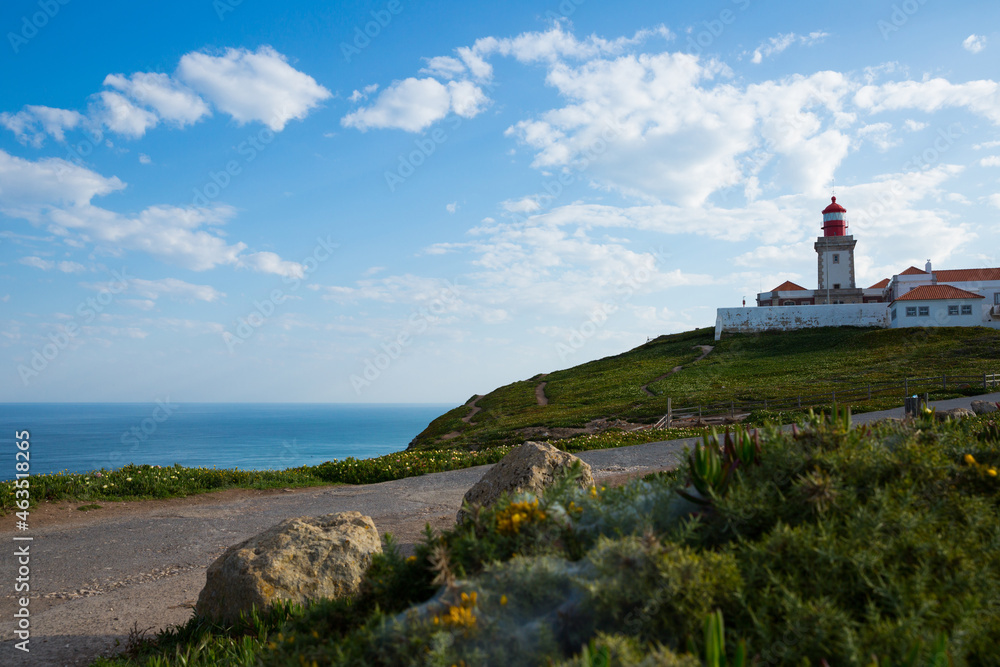 Scenic view of Cabo da Roca (Cape Roca) Lighthouse - westernmost extent of continental Europe, Portugal
