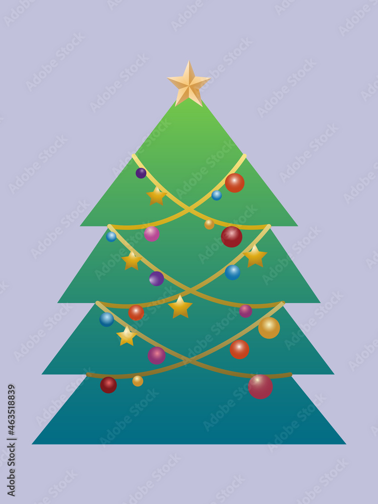 Christmas trees with colorful balls isolated on purple background. Vector illustration of Christmas ornarment element. Christmas trees with colorful balls isolated on purple background. Vector illustration of Christmas ornarment element.