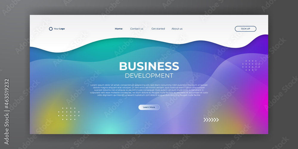 Geometric background with dynamic shapes composition for landing page web template. Landing page background template design with modern shape and simple technology concept Geometric background with dynamic shapes composition for landing page web template. Landing page background template design with modern shape and simple technology concept