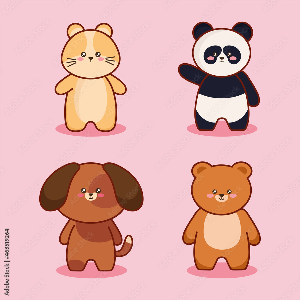 kawaii animals four characters