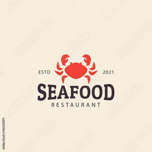 RESTAURANT CRAB SEAFOOD DRINK LOGO VECTOR SYMBOL ICON ILLUSTRATION MODERN DESIGN