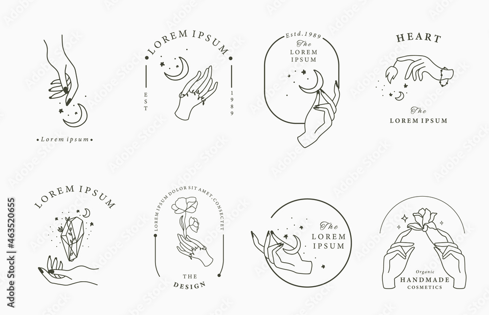 Beauty occult collection with hand,geometric,flower.Vector illustration for icon,sticker,printable and tattoo Beauty occult collection with hand,geometric,flower.Vector illustration for icon,sticker,printable and tattoo