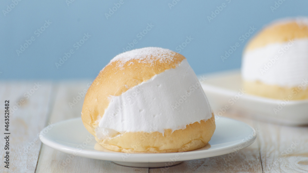 Fototapeta premium Homemade MARITOZZO is Italian bread stuffed with whipped cream.