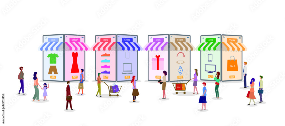 Online shopping landing page. Flat people characters with shopping. Perfect for web design, banner, mobile app, landing page. Vector illustration. Online shopping landing page. Flat people characters with shopping. Perfect for web design, banner, mobile app, landing page. Vector illustration.