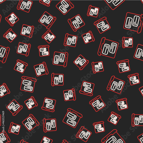 Line Taxi mobile app icon isolated seamless pattern on black background. Mobile application taxi. Vector