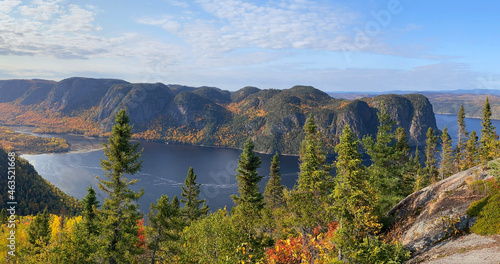 Panoramic erial view of Saguenay Fjord in Quebec, Canada photo