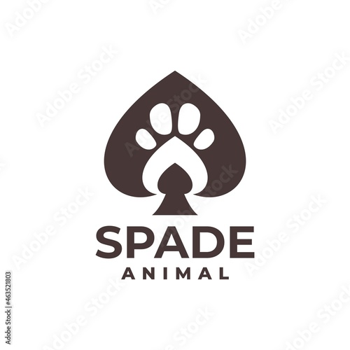 illustration of a spade with an animal footprint inside, good for any business related to card game.