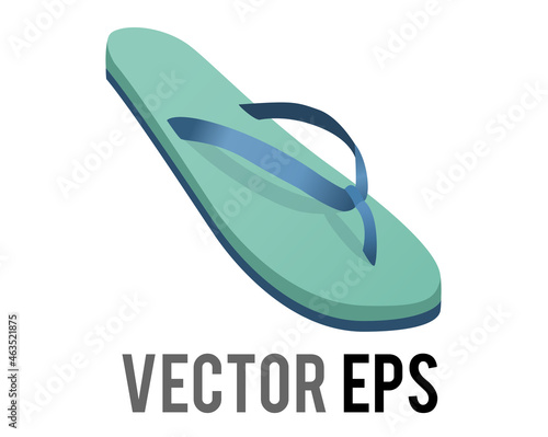 Vector green and blue single rubber flip flop, thong sandal icon