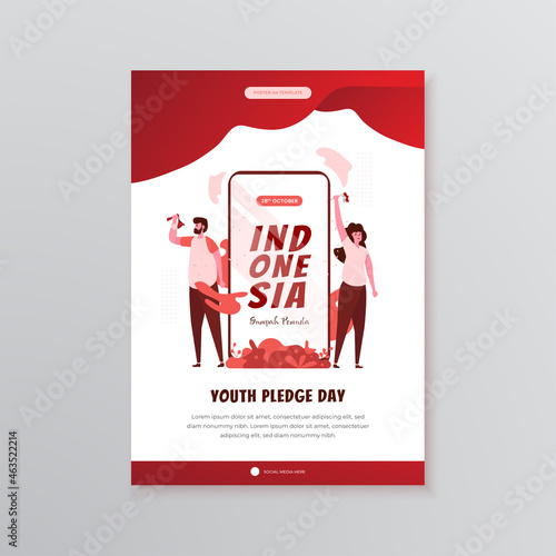 Poster design with illustration of Indonesian youth pledge day