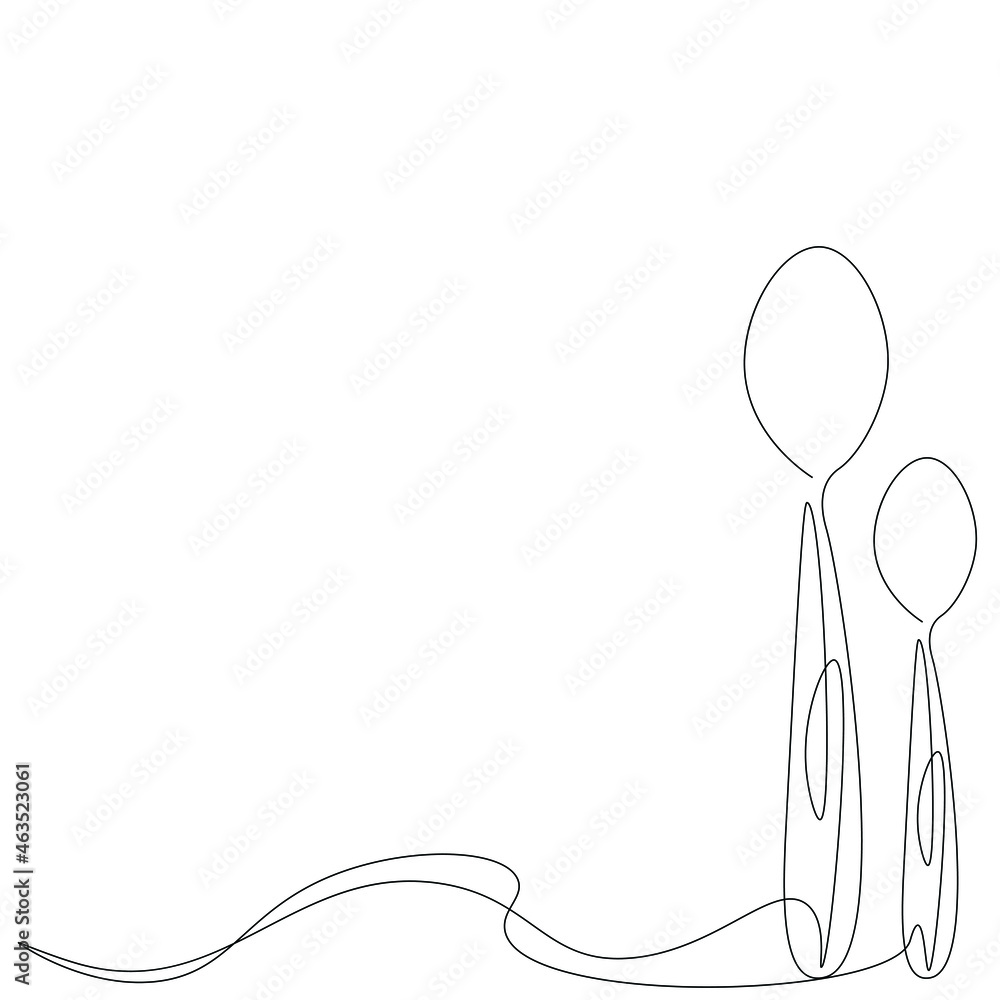 Spoons near plate line drawing vector illustration Spoons near plate line drawing vector illustration
