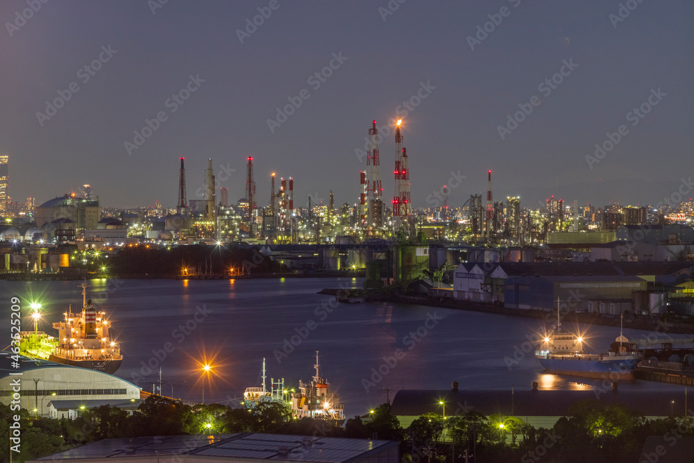 Naklejka premium 泉大津PA_夜景_堺工場地帯