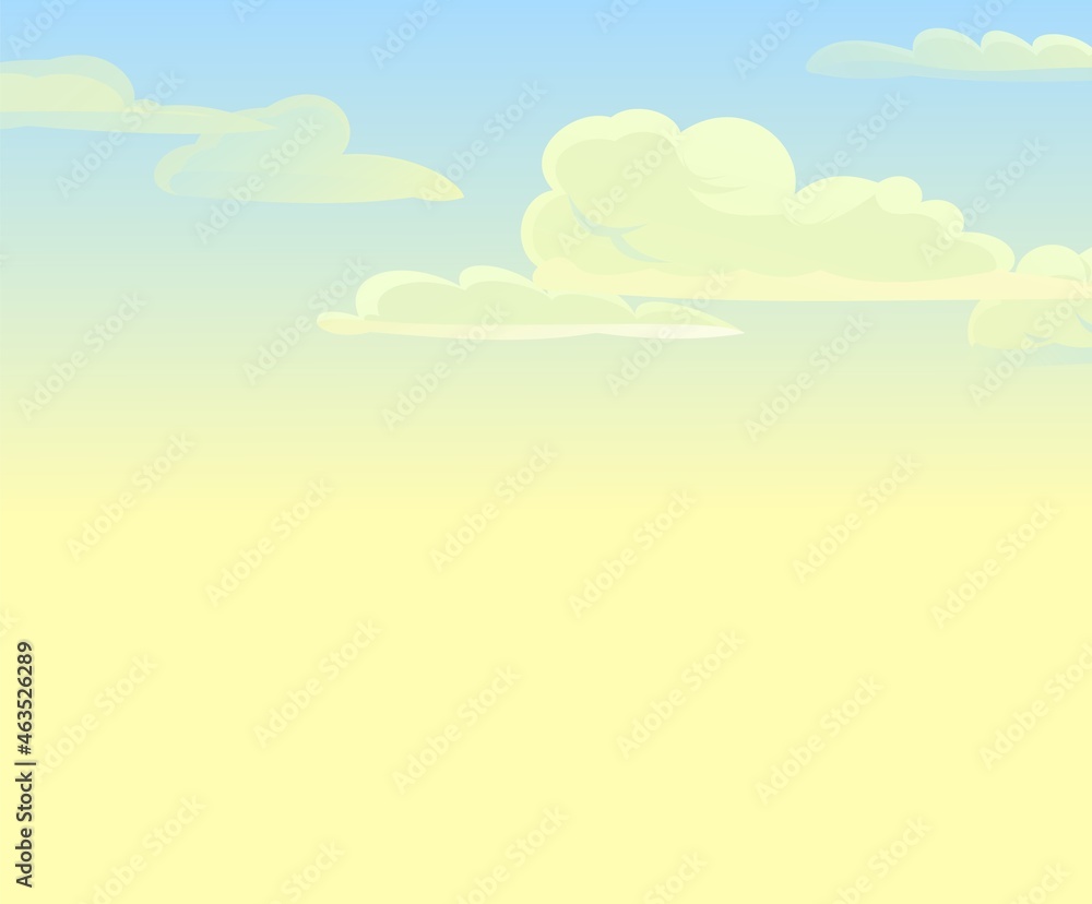 Sky clouds vector. Illustration in cartoon style flat design. Heavenly atmosphere. Yellow sunset or sunrise. Vector Sky clouds vector. Illustration in cartoon style flat design. Heavenly atmosphere. Yellow sunset or sunrise. Vector