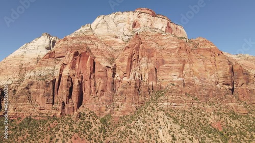 Wallpaper Mural Zion National Park, Utah, Aerial View, Steep Sandstone Cliffs, Desert Landscape and Slopes on Sunny Day, Dolly Drone Shot 60fps Torontodigital.ca