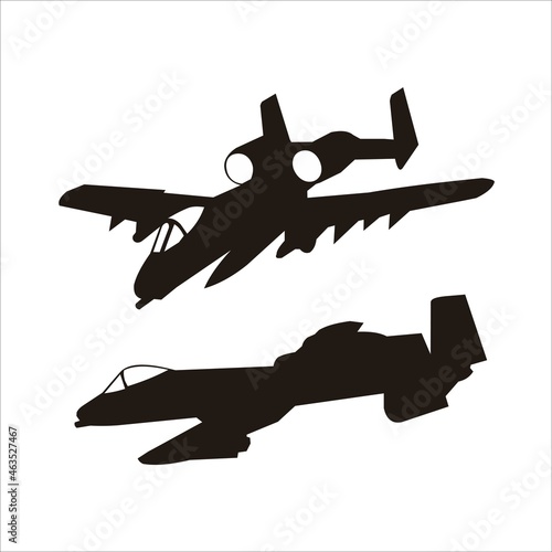 thunderbolt A10 warthog jetfighter silhouette vector design photo