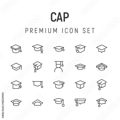 Stroke vector cap line icons.