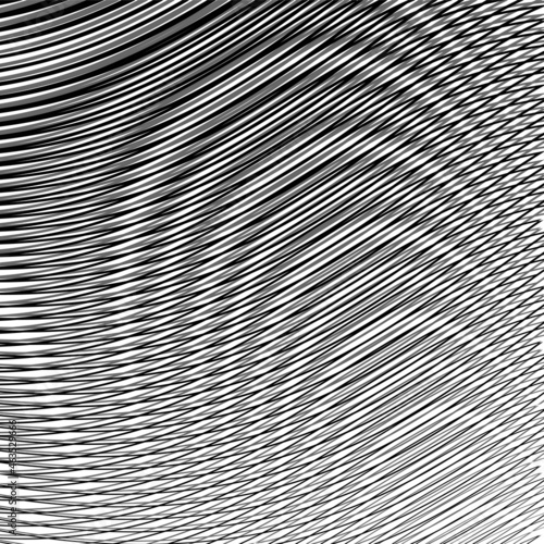 Monochrome abstract linear vector texture with moire round effect. Contemporary background saver for interior decor, wall panel, mobile apps, business card, image of blog. 