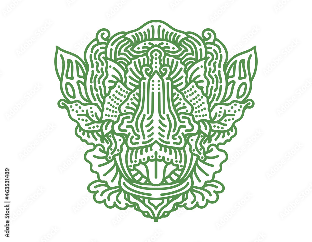 Obraz premium Balinese Style vector Nature plant monoline Decoration Art