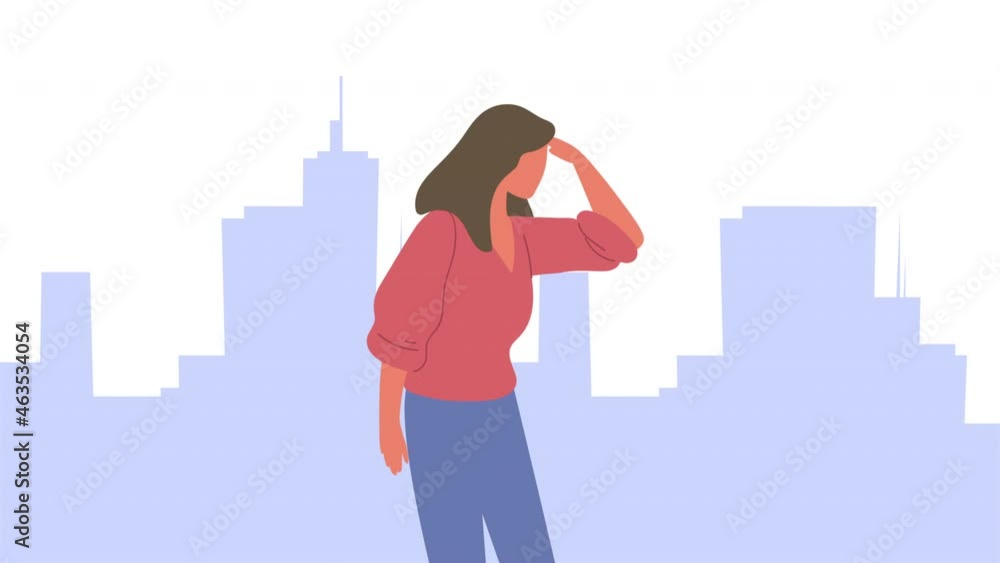 woman looking to the future on the city woman looking to the future on the city