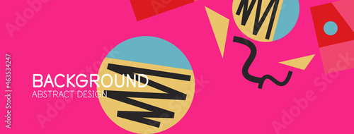 Abstract background. Blocks, lines, triangles, circles composition. Techno or business concept for wallpaper, banner, background, landing page