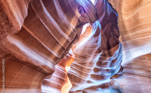 Beautiful wide angle view of amazing sandstone formations in Antelope Canyon