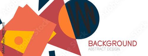 Abstract background. Blocks, lines, triangles, circles composition. Techno or business concept for wallpaper, banner, background, landing page