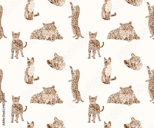 illustration style pattern with cat theme