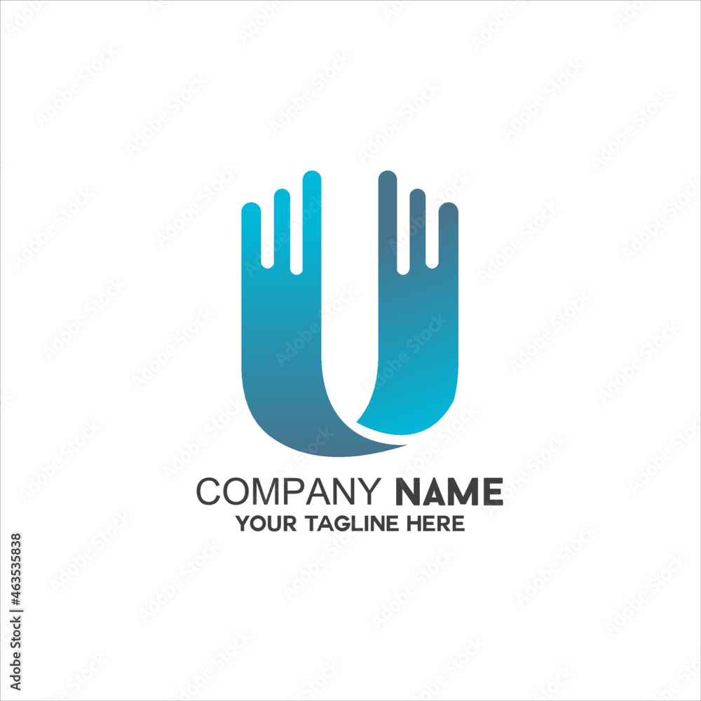 Fototapeta premium letter U unique blue color