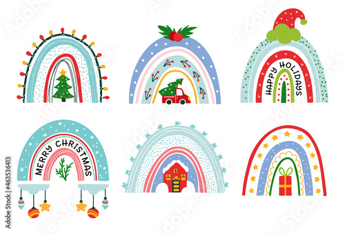 Christmas rainbow vector set xmas Winter pattern