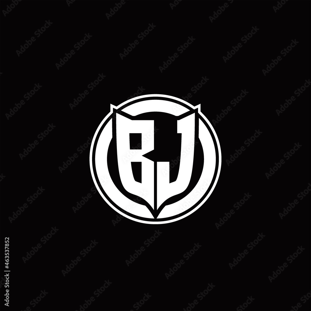 BJ Logo monogram with shield and circluar shape design tamplate BJ Logo monogram with shield and circluar shape design tamplate